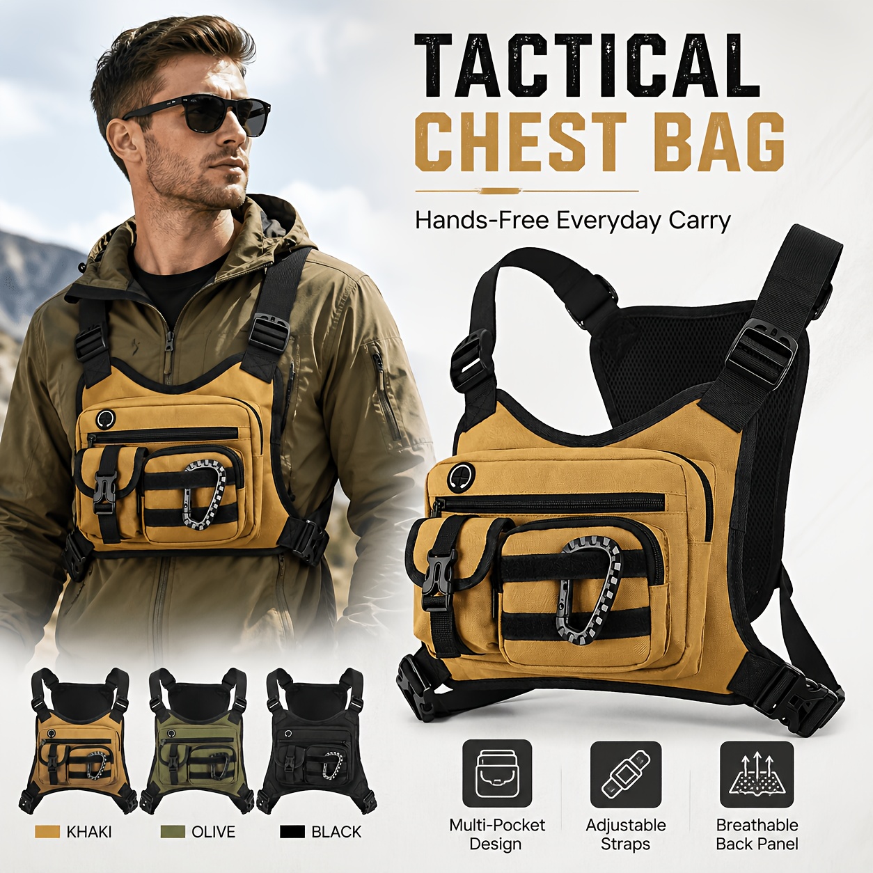 Cycling Gear Duffle - Тактический нагрудный жилет-рюкзак с множеством карманов,
